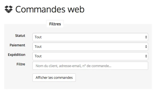 Filtrage des commandes