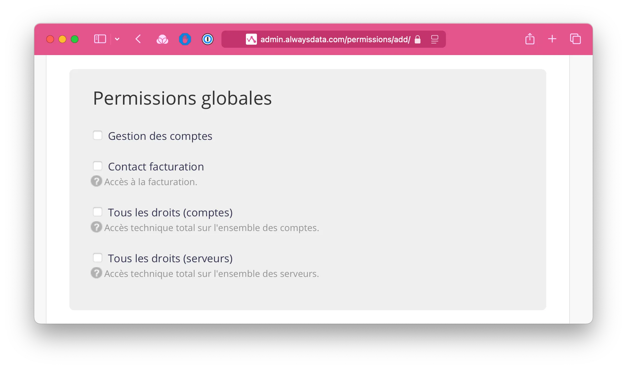 Permissions globales